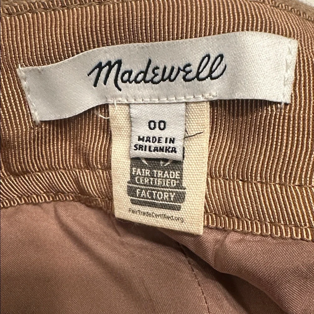 Madewell Zip Front  Tan Plaid Wool Blend Mini‎ Skirt